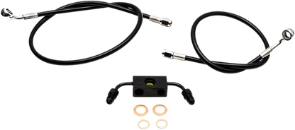 LA CHOPPERS Brake Line - 12" - 14" Ape Hanger Handlebars - Black LA-8211B13B