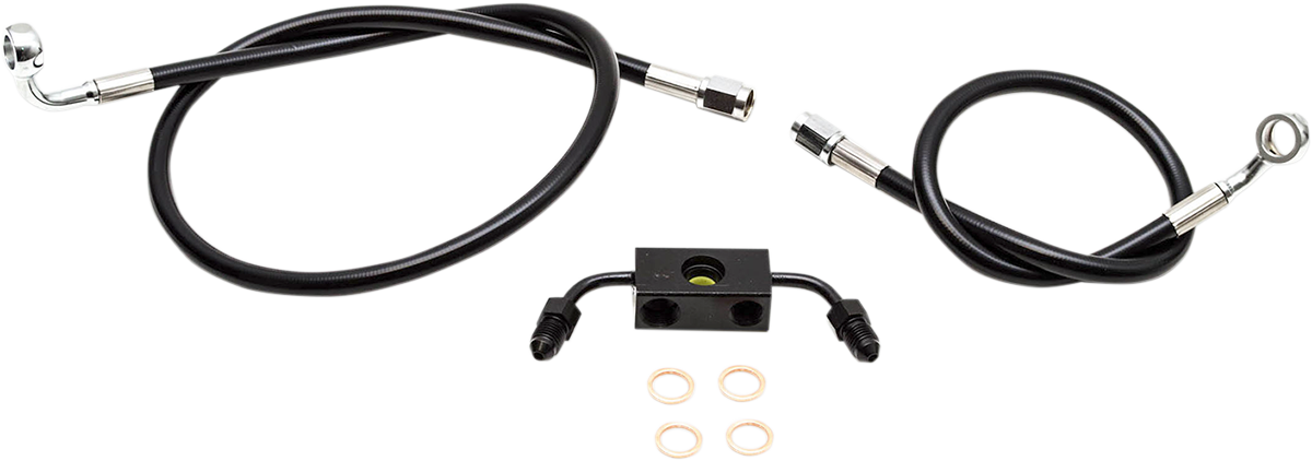 LA CHOPPERS Brake Line - 12" - 14" Ape Hanger Handlebars - Black LA-8321B13B