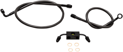 LA CHOPPERS Brake Lines - 12" - 14" Ape Hanger Handlebars - Midnight LA-8321B13M