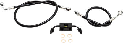 LA CHOPPERS Brake Line - 15" - 17" Ape Hanger Handlebars - Black LA-8321B16B