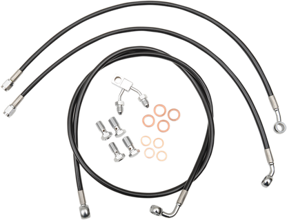 LA CHOPPERS Brake Line - 15" - 17" Ape Hanger Handlebars - Black LA-8122B16B
