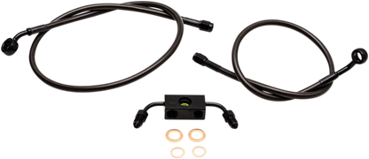 LA CHOPPERS Brake Lines - 15" - 17" Ape Hanger Handlebars - Midnight LA-8231B16M