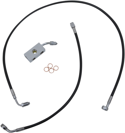 LA CHOPPERS Brake Line - 15" - 17" Ape Hanger Handlebars - Black LA-8152B16B