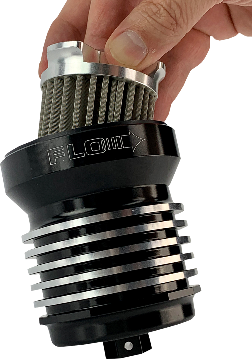 PC RACING Flo® "Spin-On" Oil Filter - Black with Cooling Fins PCS1BC