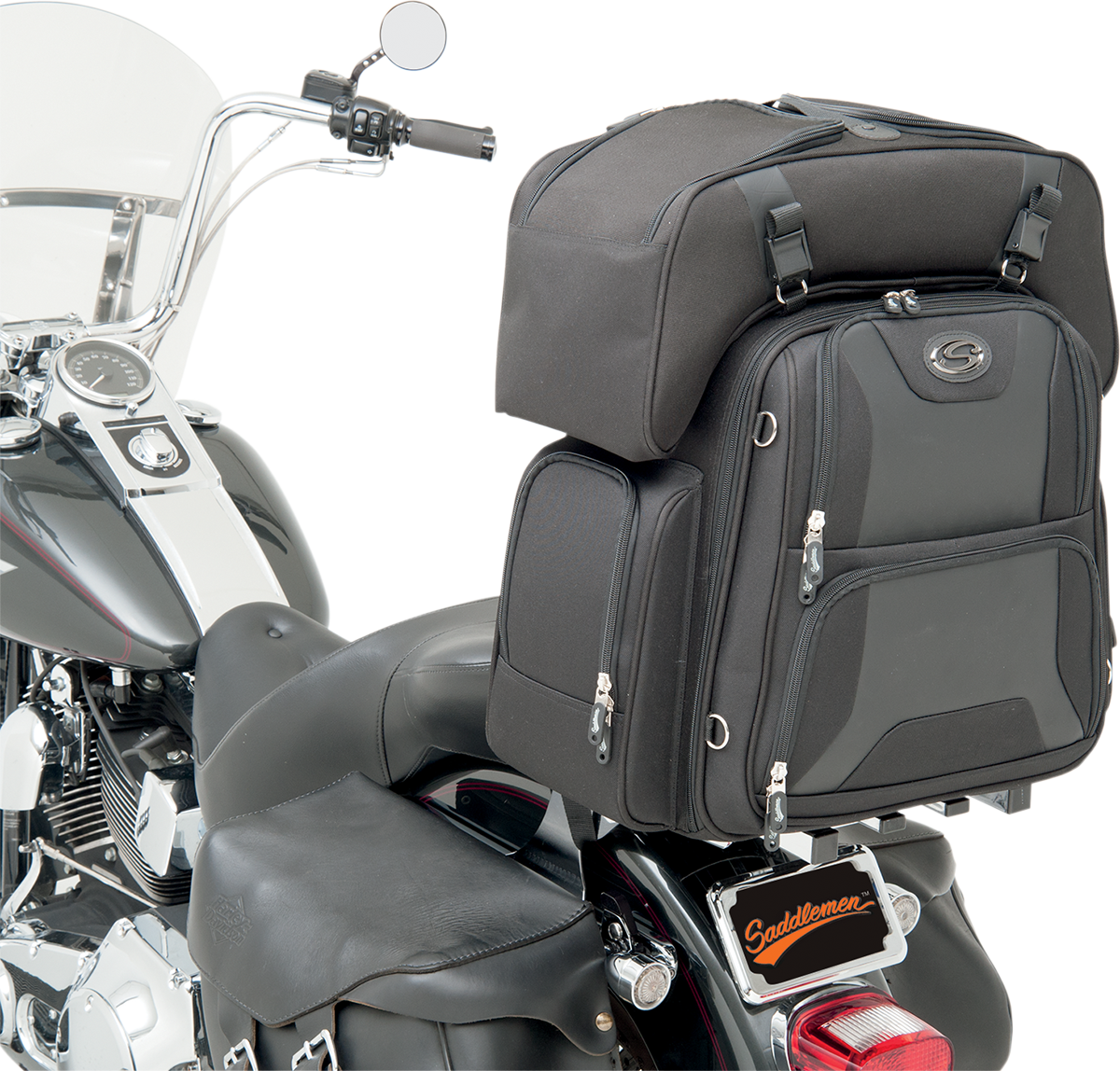 SADDLEMEN FTB3600 Sport Sissy Bar and Combo Bag - Black EX000698