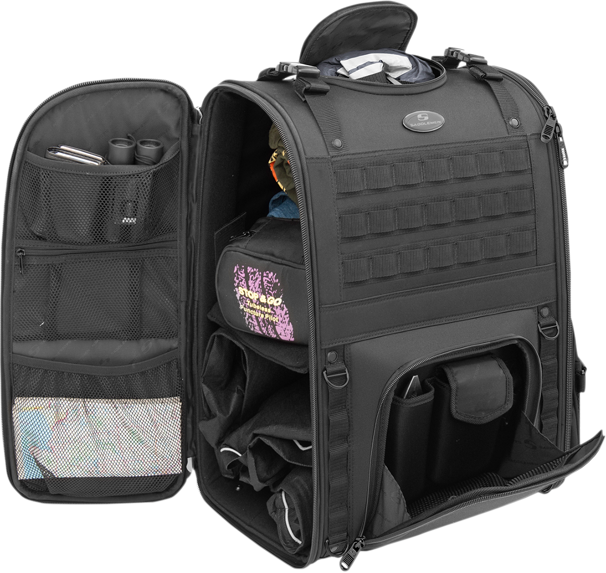 SADDLEMEN S3500 Tactical Sissy Bar Bag - Black EX000040A