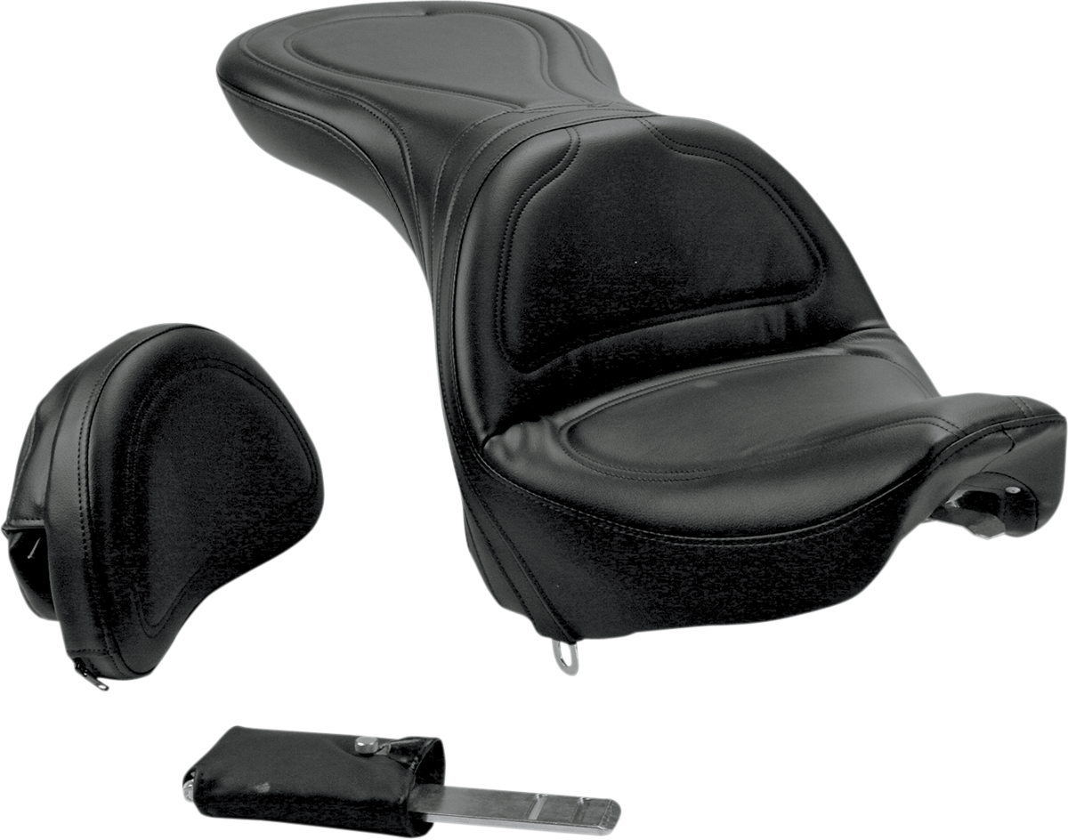 SADDLEMEN Seat - Explorer™ - With Backrest - Stitched - Black - FXST/FLST '84-'99 8852JS