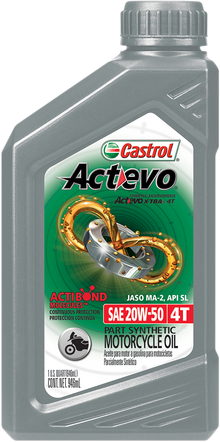 CASTROL Act Evo® Semi-Synthetic 4T Engine Oil - 20W-50 - 1 U.S. quart 15D7CF