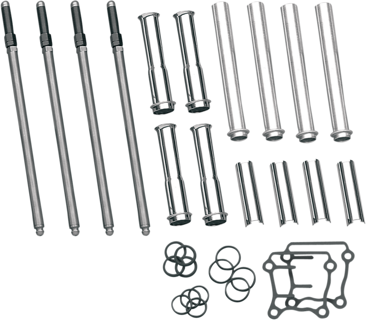 S&S CYCLE Adjustable Pushrod Kit - Chrome Covers - Twin Cam '99-'17 93-5095