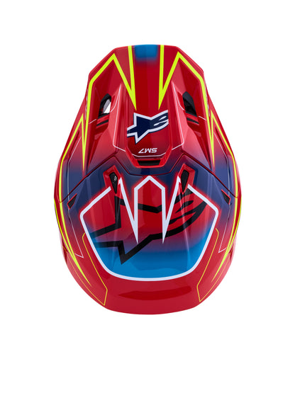 S M7 Cast Helmet Ece06/Dot Red/Yllw Fluo/Blue Glossy Md