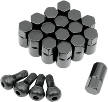 MOOSE OFFROAD Lug Nuts with Valve Stems - 12 mm x 1.50 - Black - Tapered - 16 Pack SP300MO207B