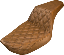 SADDLEMEN Step-Up Seat - Front Lattice Stitch - Brown - Dyna 891-04-172BR