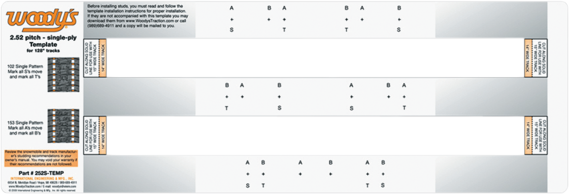 WOODY'S Studding Template - Track - 128" - 2.52" Pitch 252S-TEMP