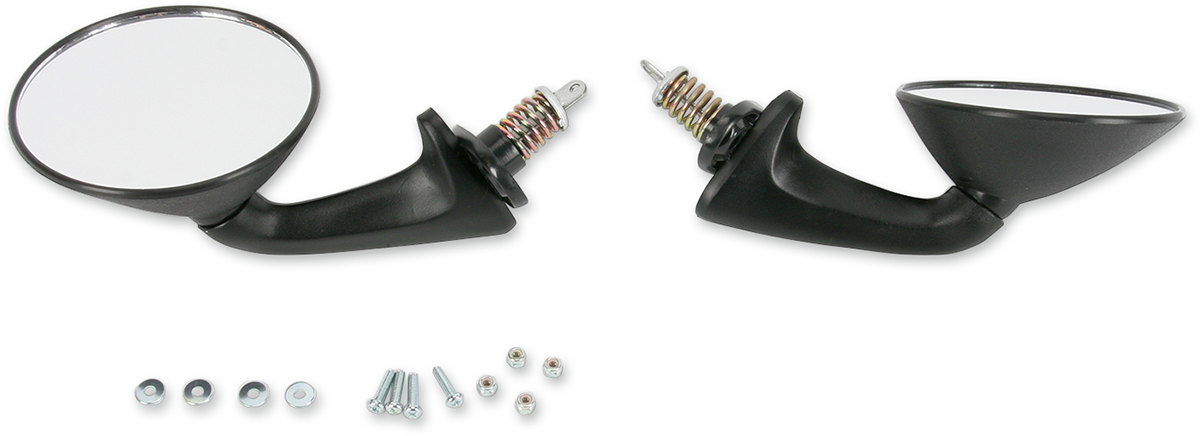 PARTS UNLIMITED Mirrors - Spring-Loaded - Side View - Round - Black - Pair 12-1651