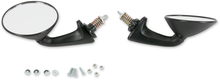 PARTS UNLIMITED Mirrors - Spring-Loaded - Side View - Round - Black - Pair 12-1651