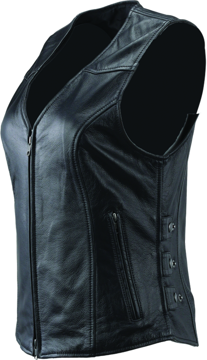Kuryakyn Leather By River Road Plains Leather Vest Black Womens - Small