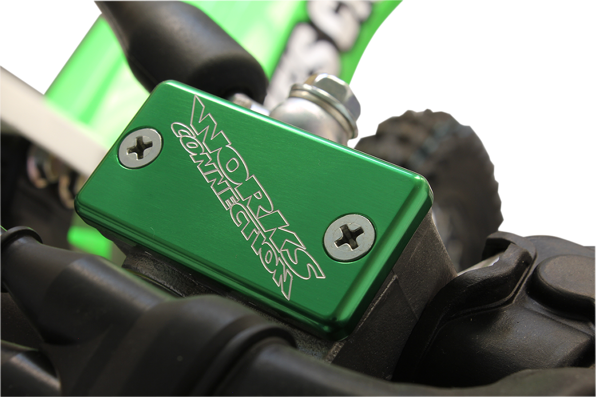 WORKS CONNECTION Anodized Billet Aluminum Front Brake Reservoir Cover - Green 21-128