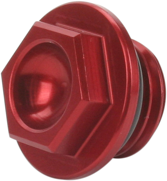 WORKS CONNECTION Aluminum Oil Filler Plug - Red - Honda/Kawasaki/Yamaha 24-070