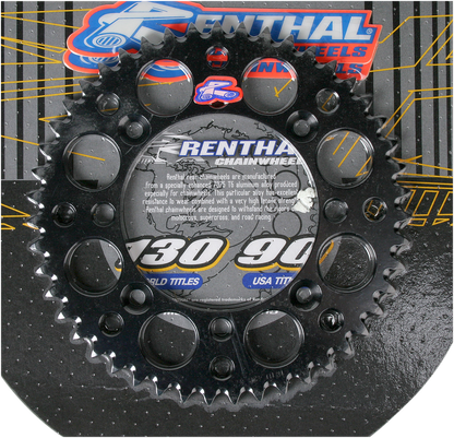 RENTHAL Rear Sprocket - Aluminum - 47 Tooth - Black - Suzuki/Yamaha 121U-428-47GPBK