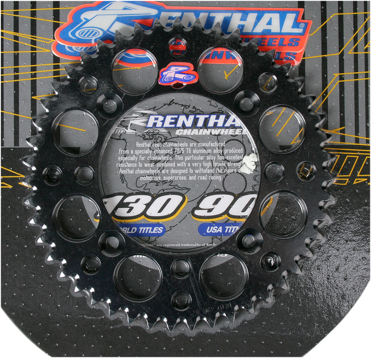 RENTHAL Rear Sprocket - Aluminum - 48 Tooth - Black - Suzuki/Yamaha 121U-428-48GPBK