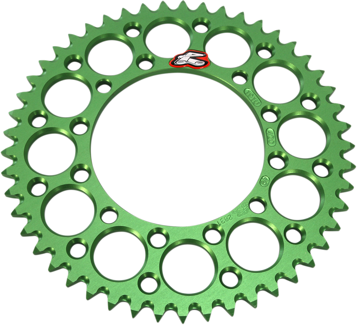 RENTHAL Rear Sprocket - Aluminum - 49 Tooth - Green - Kawasaki 191U-420-49GEGN