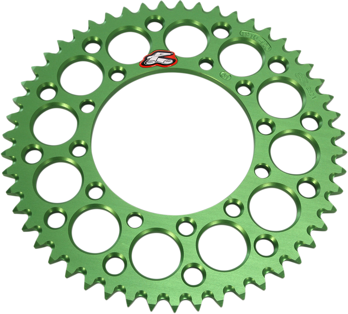 RENTHAL Rear Sprocket - Aluminum - 51 Tooth - Green - Kawasaki 191U-420-51GEGN