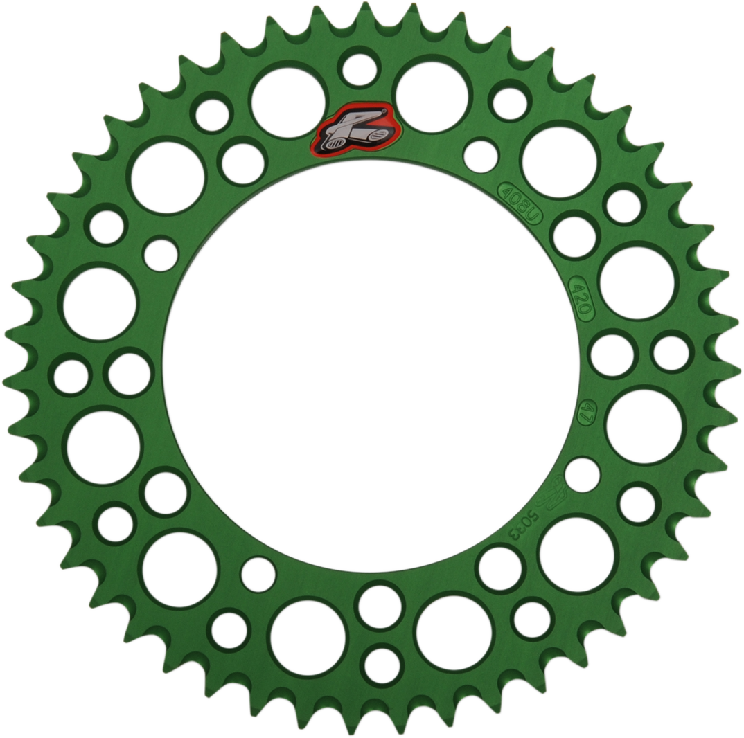 RENTHAL Rear Sprocket - Aluminum - 47 Tooth - Green - Kawasaki/Suzuki 408U-420-47GEGN