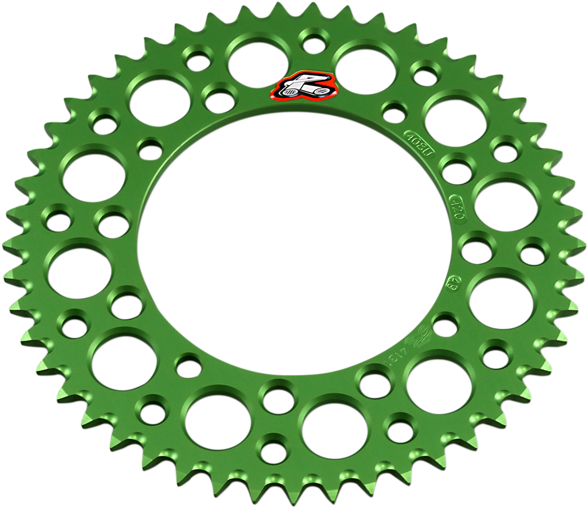 RENTHAL Rear Sprocket - Aluminum - 49 Tooth - Green - Kawasaki/Suzuki 408U-420-49GEGN