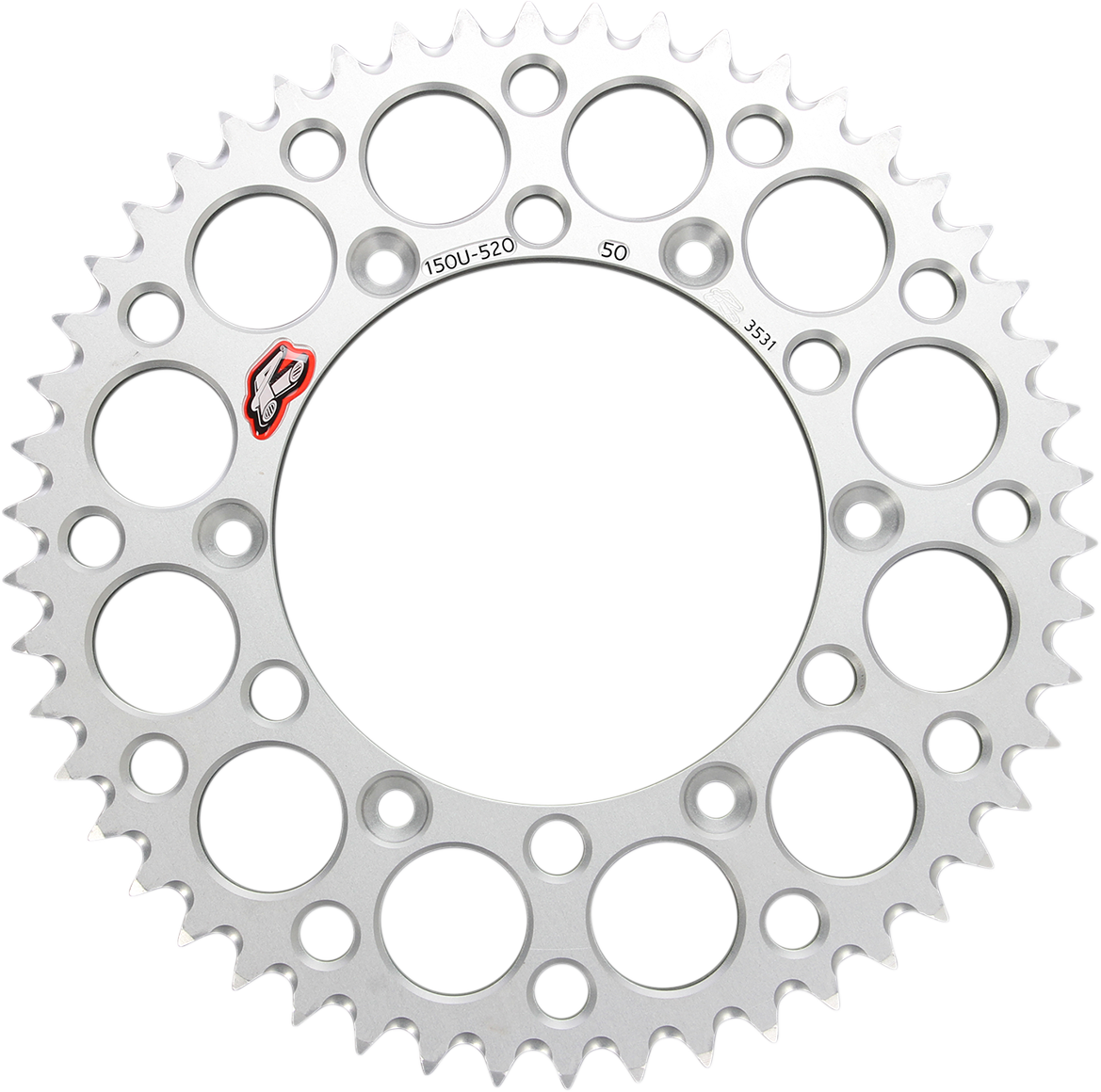 RENTHAL Rear Sprocket - Aluminum - 50 Tooth - Silver - Yamaha 150U-520-50GBSI