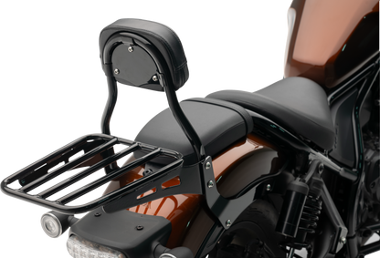 Mini Round Sissy Bar W/Pad Black Hon Rebel 1100