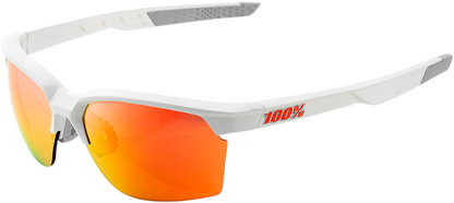 100% Sportcoupe Sunglasses - Soft Tact White - HiPER Red Multilayer Mirror Lens 61020-000-43
