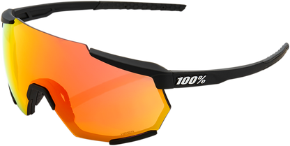 100% Racetrap Sunglasses - Soft Tact Black - HiPER Red Multilayer Mirror Lens 61037-100-43
