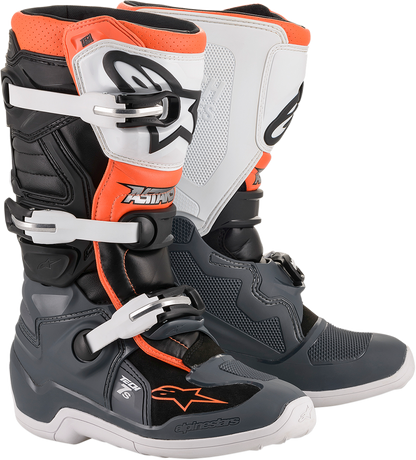 ALPINESTARS Youth Tech 7S Boot - Black/Gray/White/Orange Fluorescent - US 4 / EU 37 2015017-1124-4
