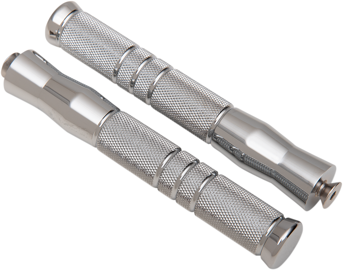 ACCUTRONIX Knurled Foot Pegs - Rigid Mount - Front - Chrome PF121-KGC