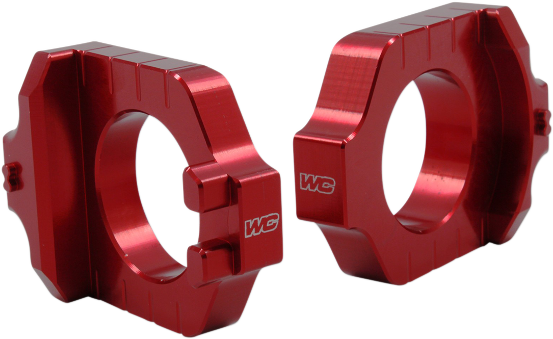 WORKS CONNECTION Elite Axle Block - Red - Kawasaki/Suzuki 17-240