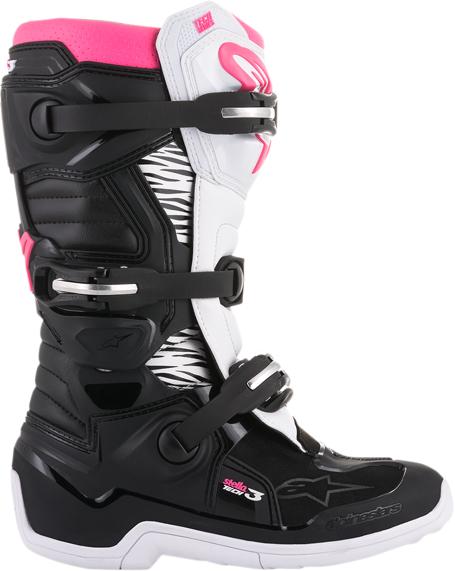 ALPINESTARS Stella Tech 3 Boots - Black/White/Pink - US 6 / EU 37 2013218-130-6