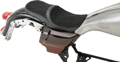 DRAG SPECIALTIES SEATS Low Touring Seat - Vinyl - Faux Suede Double Diamond - Yaffe Tanks - FL '08-'23 0801-1070
