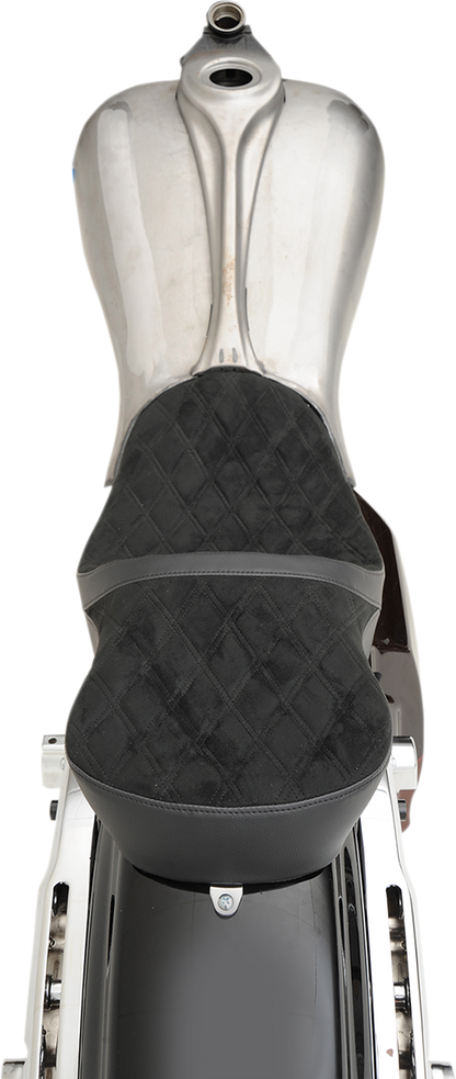 DRAG SPECIALTIES SEATS Low Touring Seat - Vinyl - Faux Suede Double Diamond - Yaffe Tanks - FL '08-'23 0801-1070
