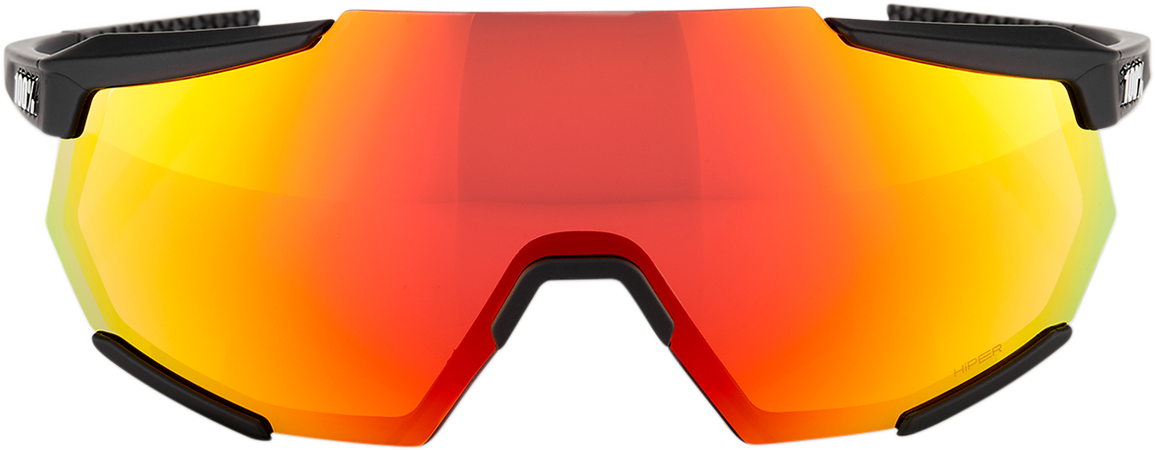 100% Racetrap Sunglasses - Soft Tact Black - HiPER Red Multilayer Mirror Lens 61037-100-43