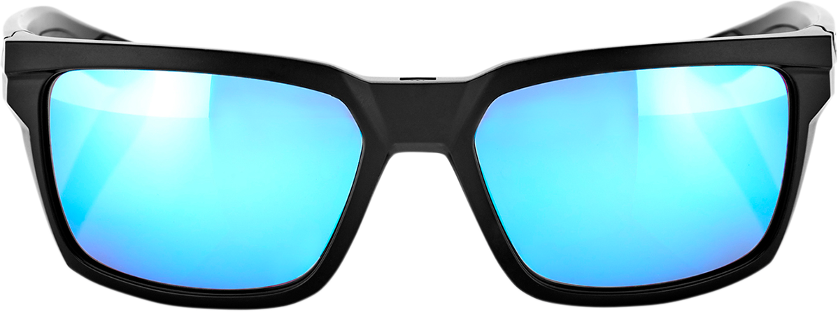 100% Daze Sunglasses - Matte Black - HiPER Blue Multilayer Mirror Lens 61030-019-75