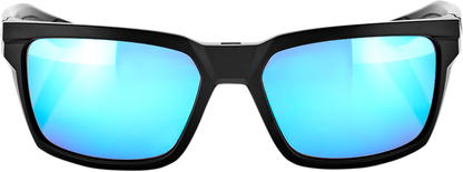100% Daze Sunglasses - Matte Black - HiPER Blue Multilayer Mirror Lens 61030-019-75