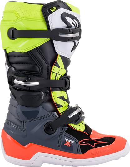 ALPINESTARS Youth Tech 7S Boots - Black/Gray/Red/White/Yellow - US 7 / EU 40.5 2015017-9058-7