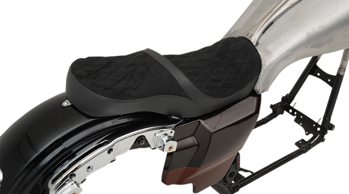DRAG SPECIALTIES SEATS Low Touring Seat - Vinyl/Faux Suede - Diamond - Ness Winged Tanks - FL '08-'23 0801-1078