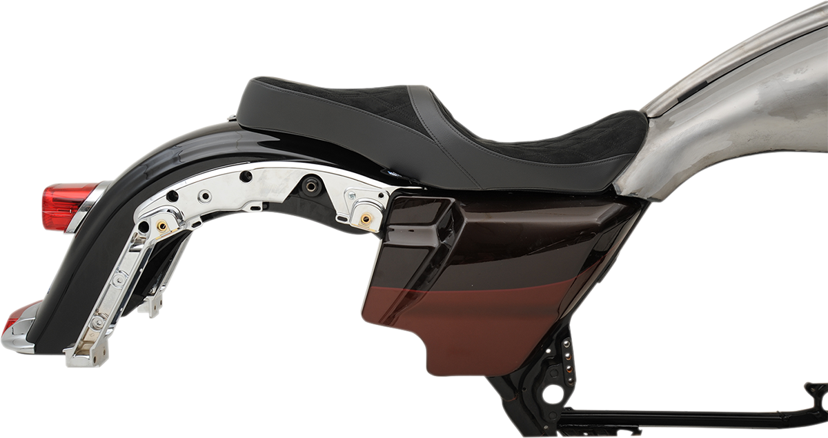 DRAG SPECIALTIES SEATS Low Touring Seat - Vinyl/Faux Suede - Diamond - Ness Winged Tanks - FL '08-'23 0801-1078