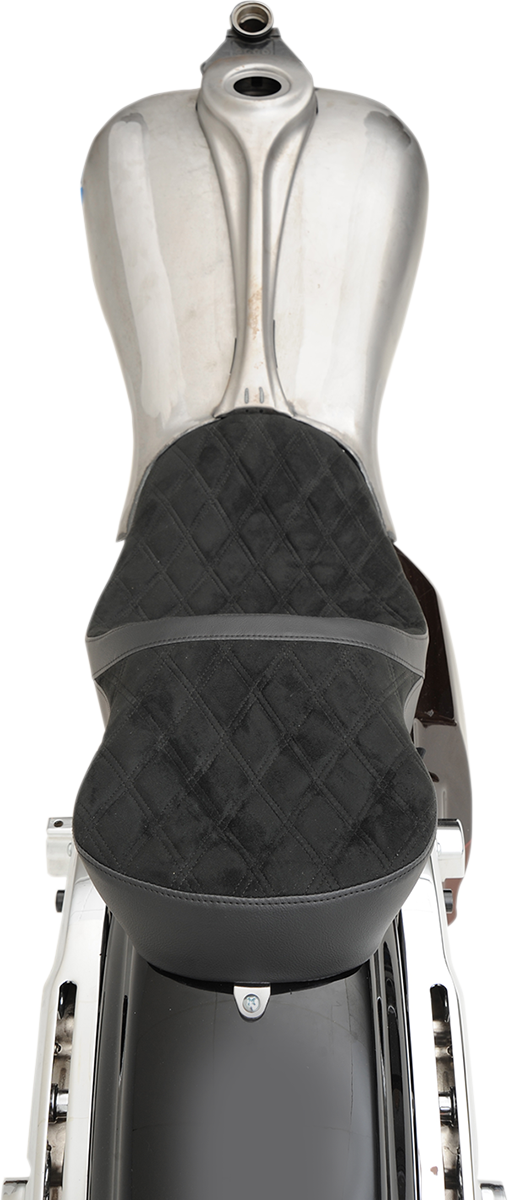 DRAG SPECIALTIES SEATS Low Touring Seat - Vinyl/Faux Suede - Diamond - Ness Winged Tanks - FL '08-'23 0801-1078