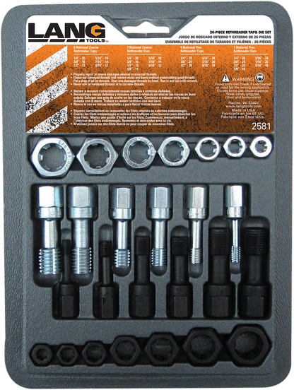 LANG TOOLS Thread Restorer - Tap/Die - Fine/Coarse Thread - SAE - Kit 2581
