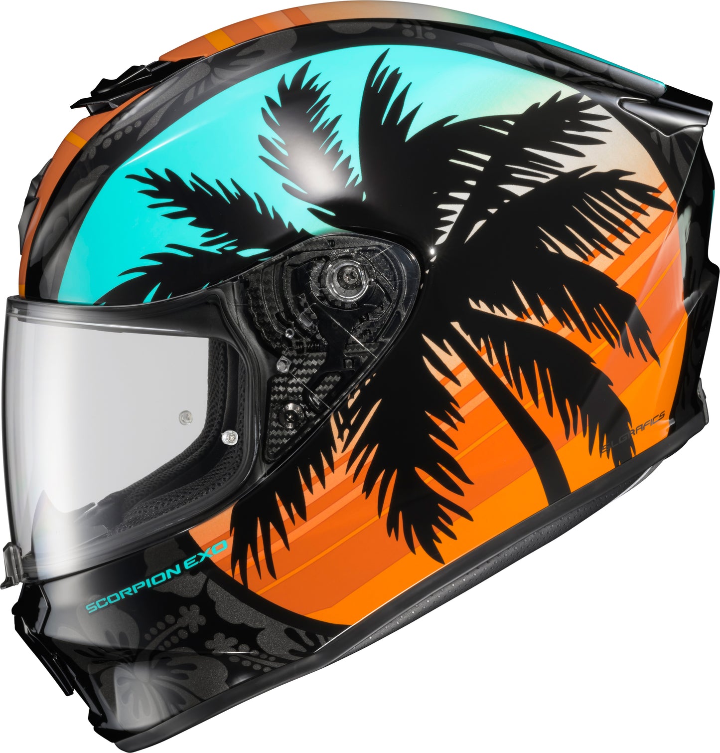 Exo R330 Full Face Helmet Tubbs Light Blue/Orange Xl