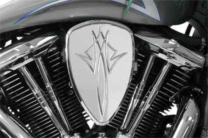 BARON Replacement BAK Air Cleaner Cover - Pinstripe - Chrome BA-2800-13