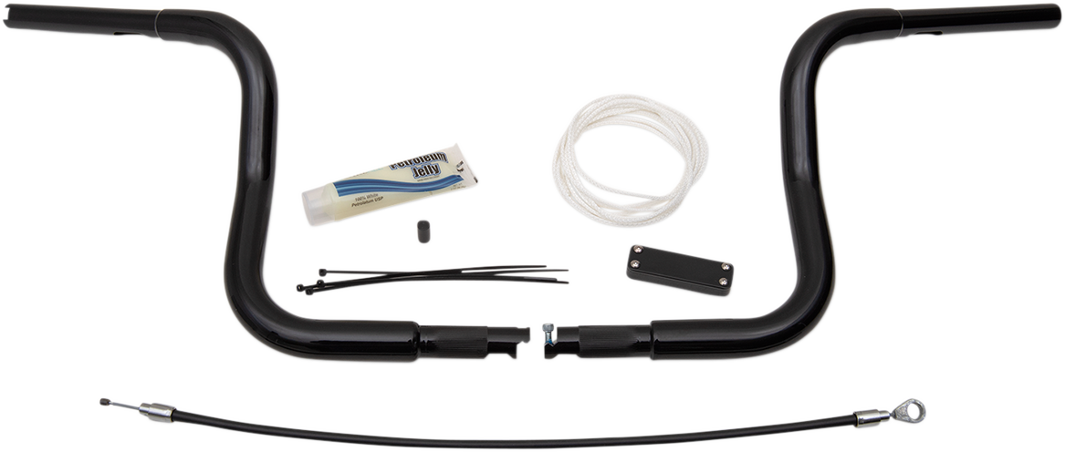 FAT BAGGERS INC. 1-1/4" EZ Install Round Top Handlebar Kit - 10" - Black 909410-B