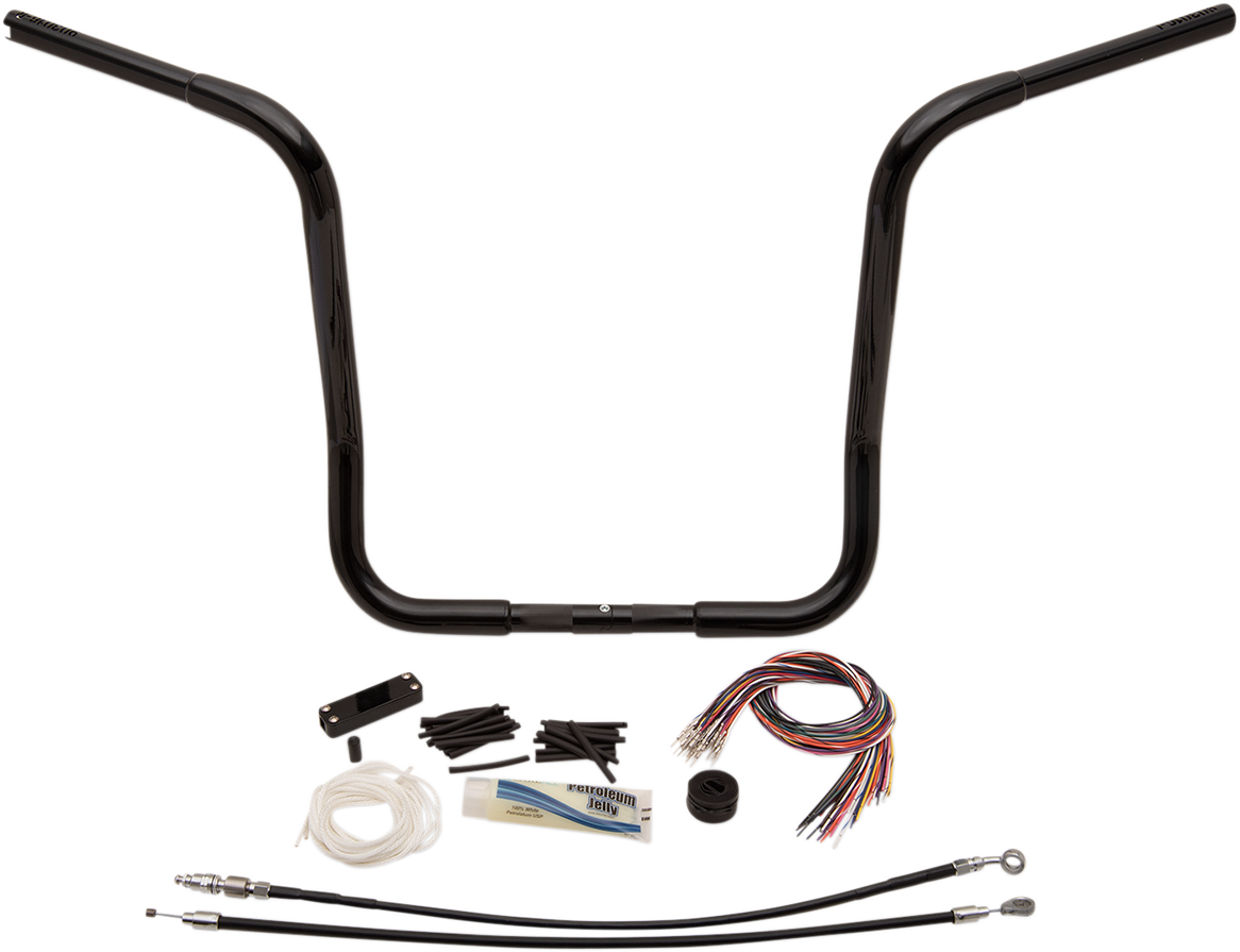 FAT BAGGERS INC. 1-1/4" EZ Install Round Top Handlebar Kit - 16" - Black 909416-B